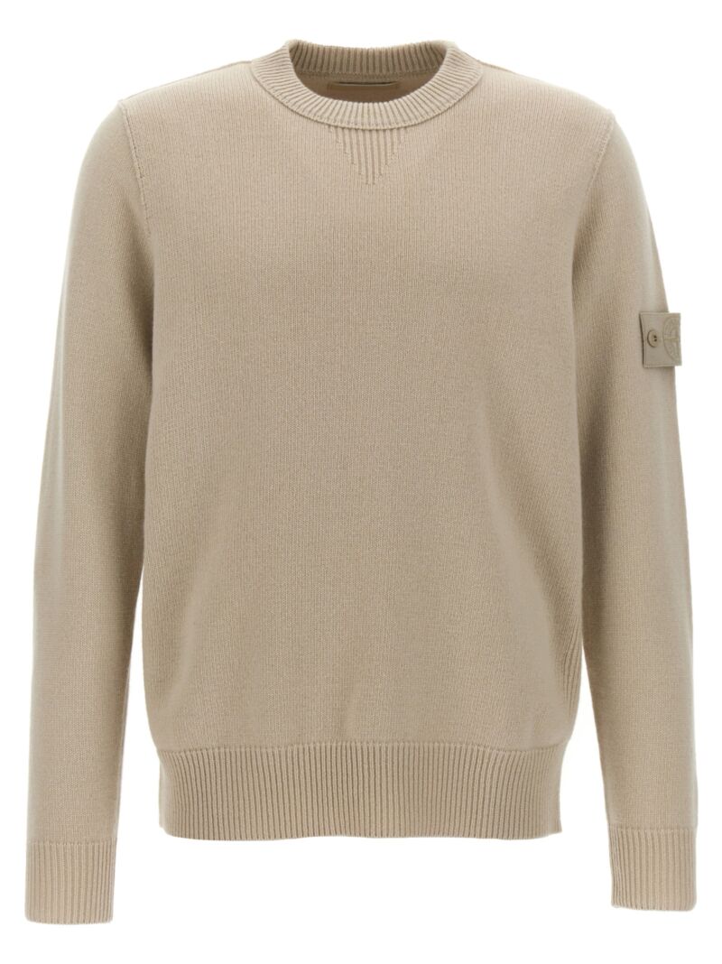 Logo badge sweater STONE ISLAND Beige