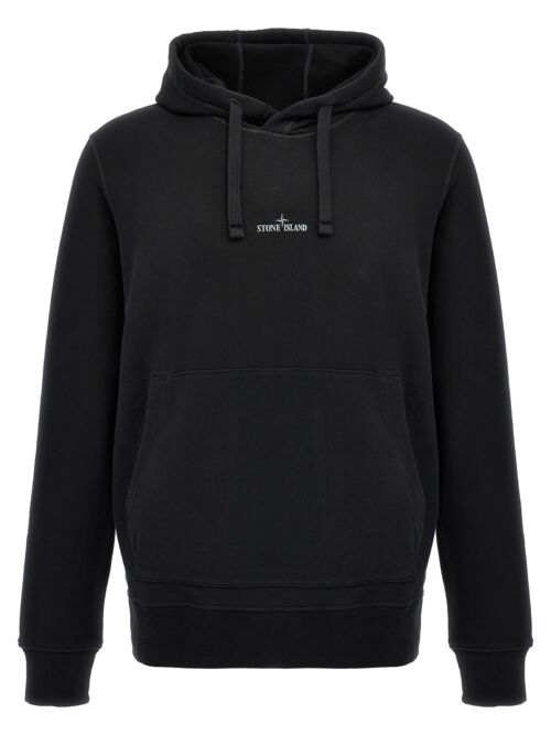 Logo embroidery hoodie STONE ISLAND Black