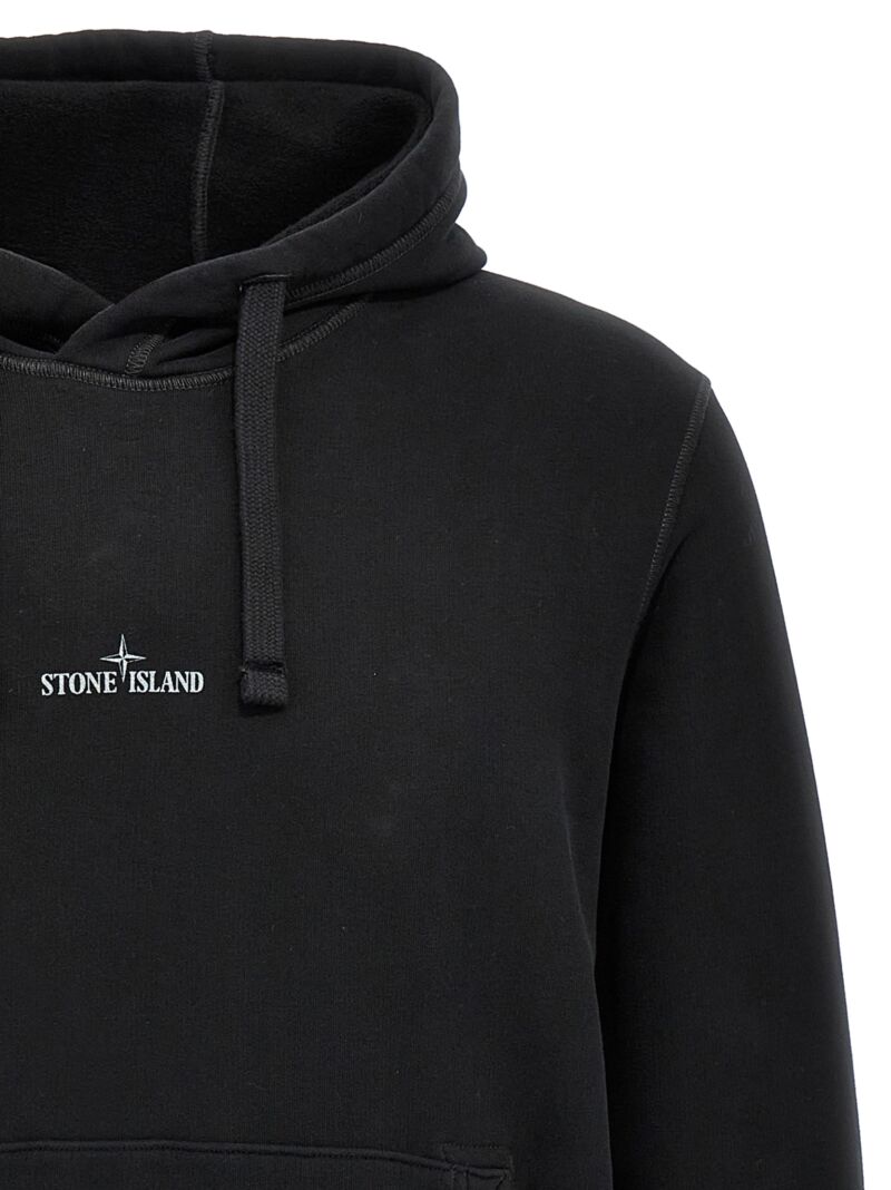 Logo embroidery hoodie Man STONE ISLAND Black