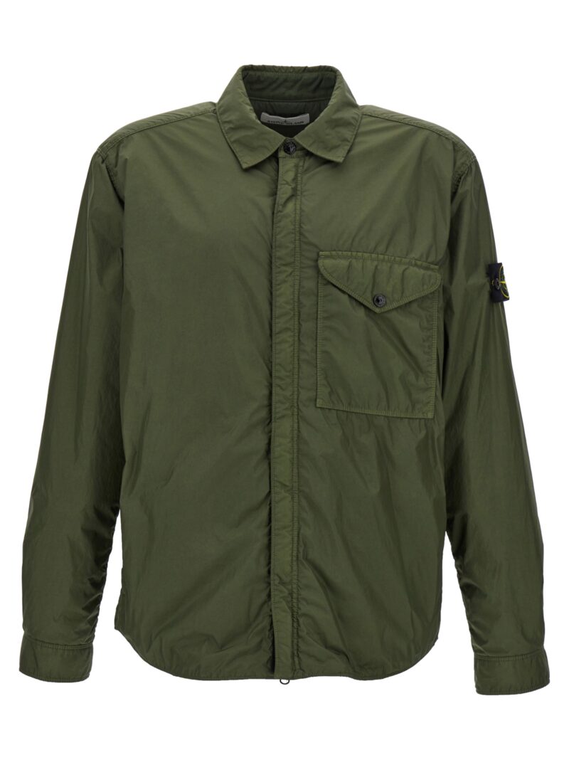 'Garment Dyed Crinkle Reps R-NY' overshirt STONE ISLAND Green