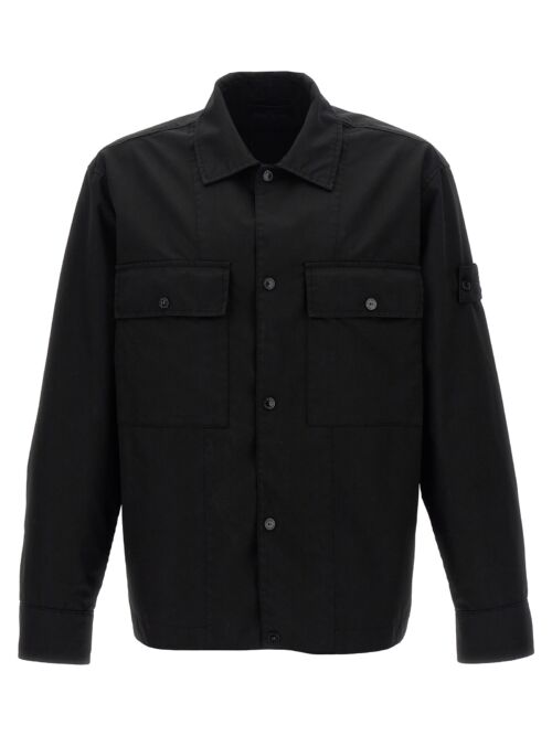 Logo patch overshirt STONE ISLAND Black