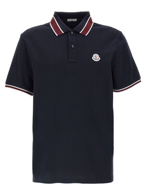 Logo patch polo shirt MONCLER Blue