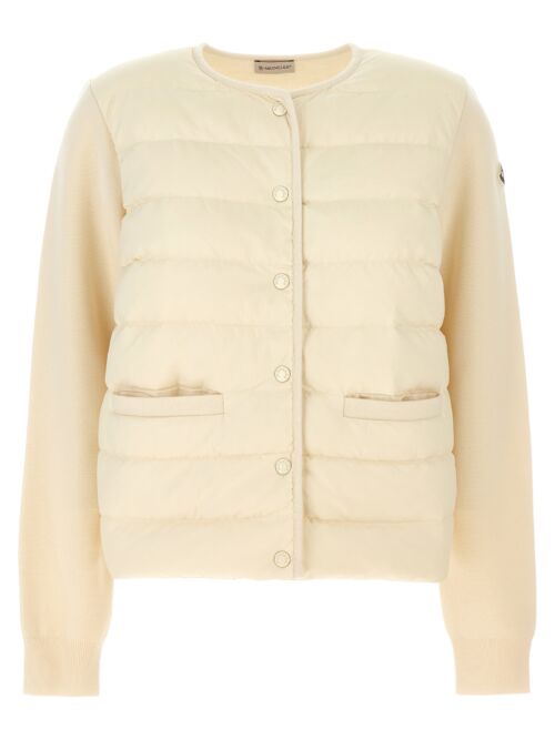 Two-material cardigan MONCLER White