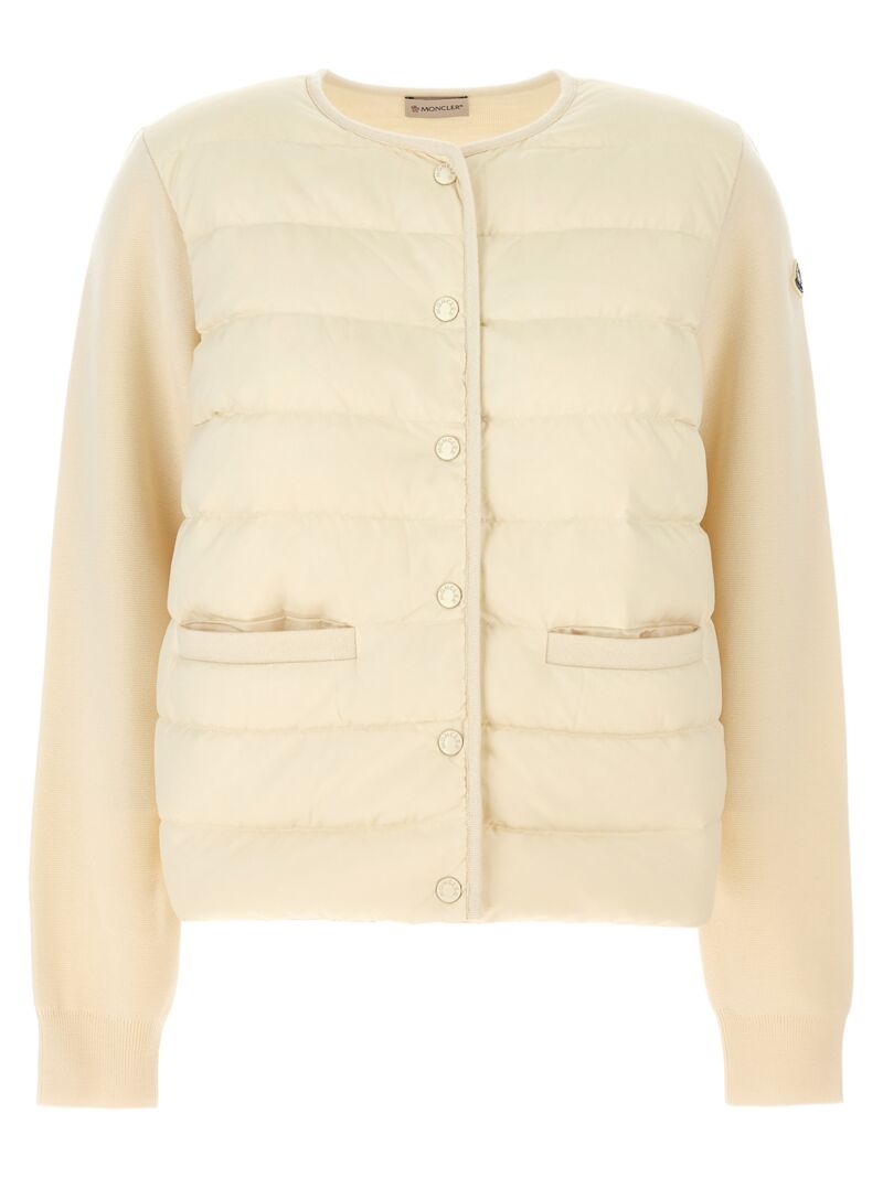 Two-material cardigan MONCLER White