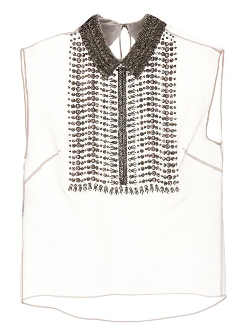 Beaded chiffon top ALBERTA FERRETTI Gray