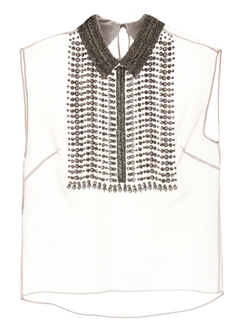 Beaded chiffon top ALBERTA FERRETTI Gray