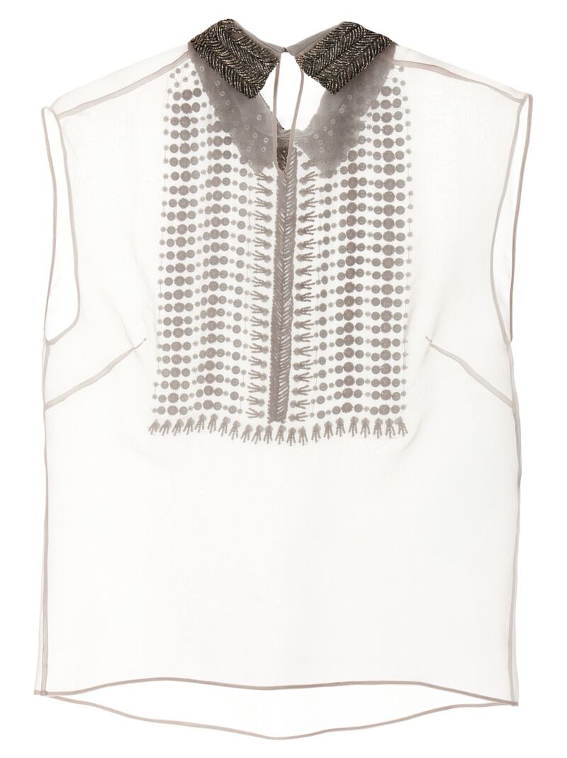 Beaded chiffon top A020751410488 ALBERTA FERRETTI Gray