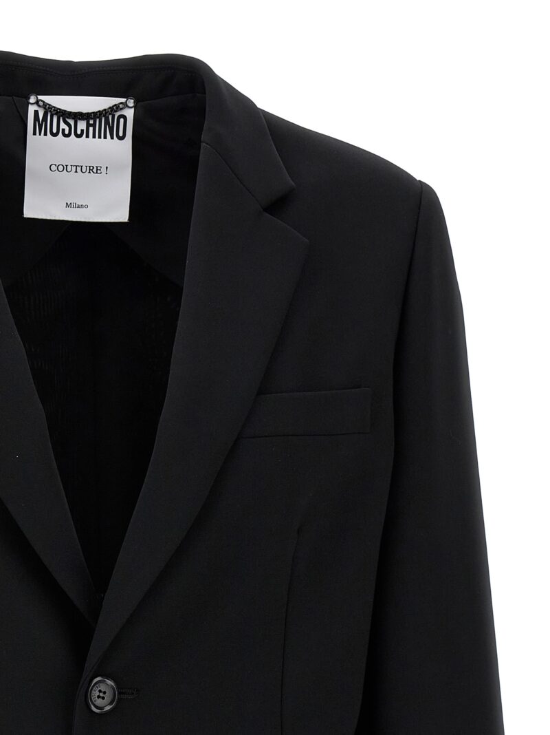 Single-breasted martingale blazer Woman MOSCHINO Black