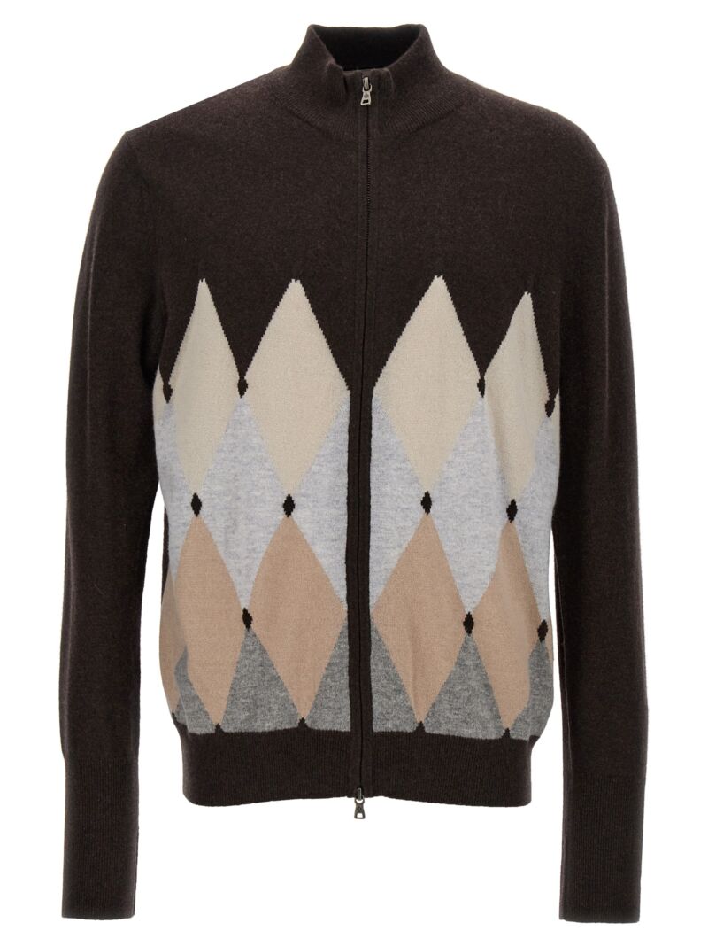 'Argyle' cardigan BALLANTYNE Brown