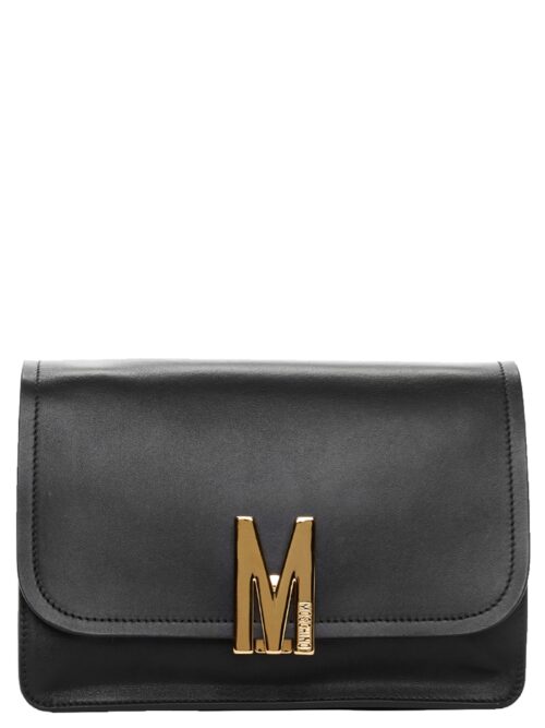 Metallic logo crossbody bag MOSCHINO Black