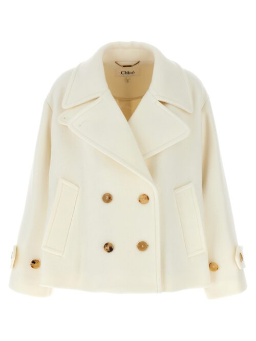 Double-breasted coat CHLOÉ White