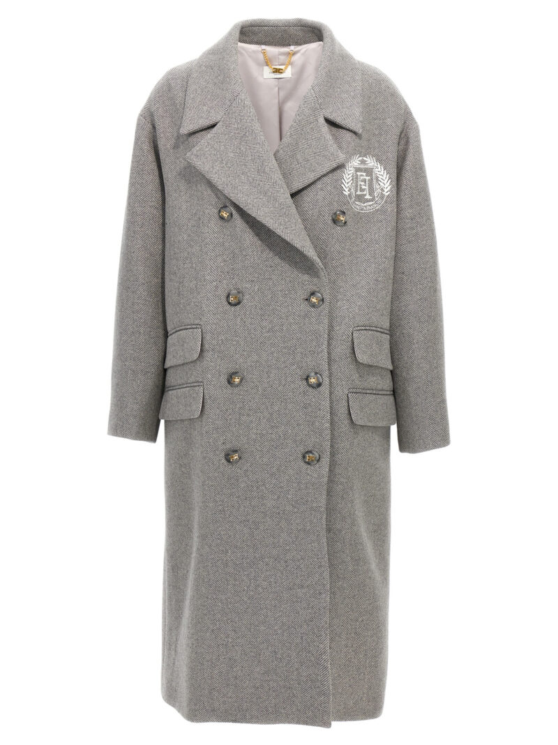 Chevron double-breasted coat ELISABETTA FRANCHI Gray