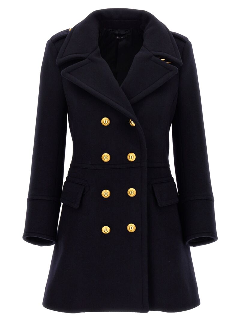 Double-breasted wool coat TOM FORD Blue