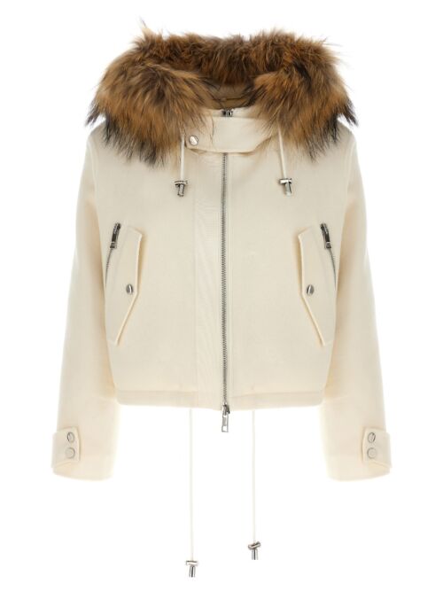 Short parka with fur coat P.A.R.O.S.H. White