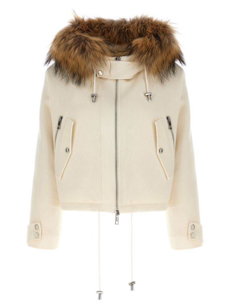 Short parka with fur coat P.A.R.O.S.H. White