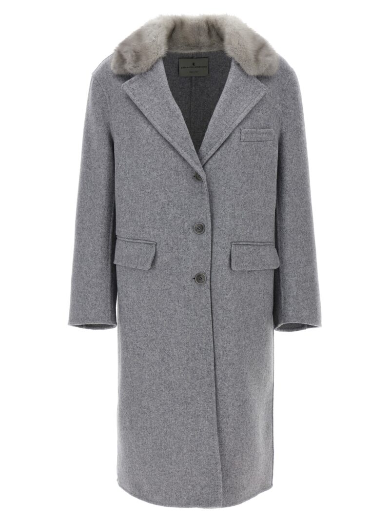 Mink single-breasted coat ERMANNO SCERVINO Gray