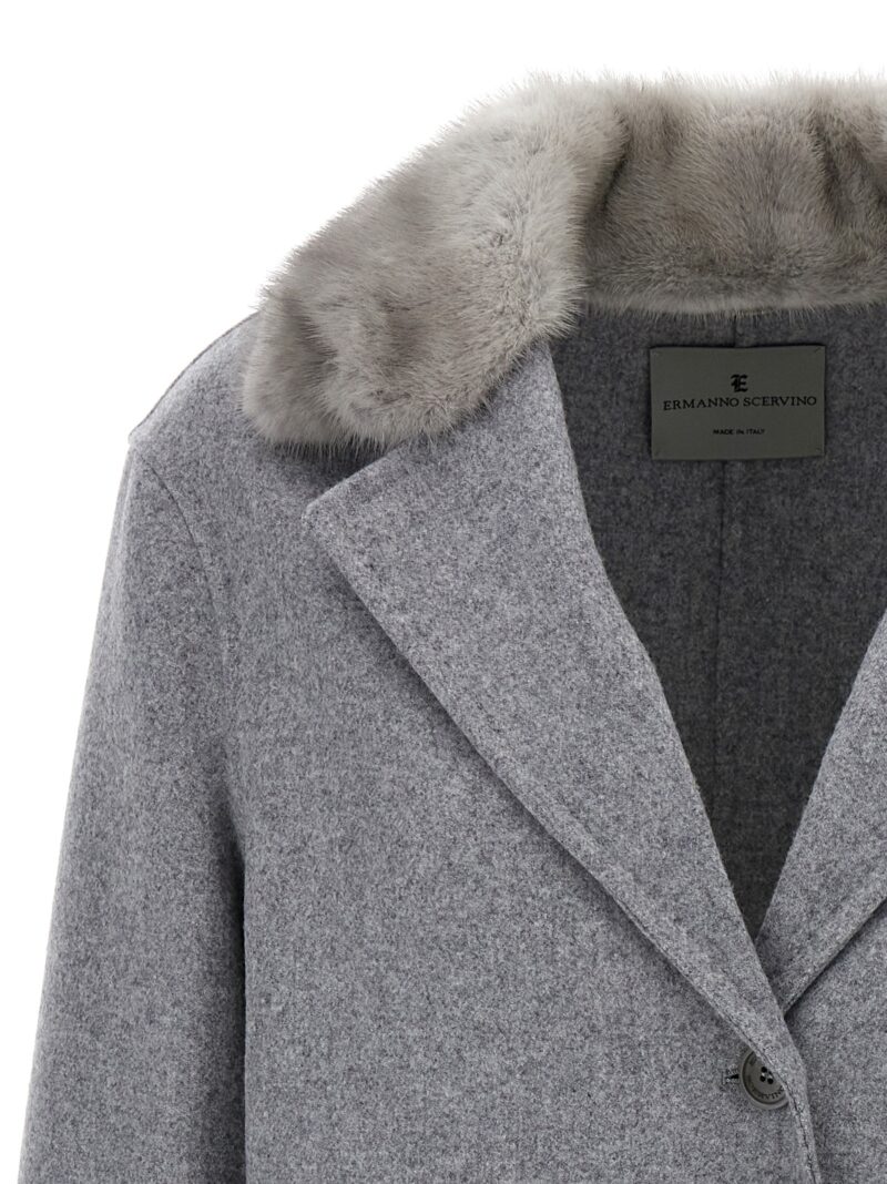 Mink single-breasted coat Woman ERMANNO SCERVINO Gray