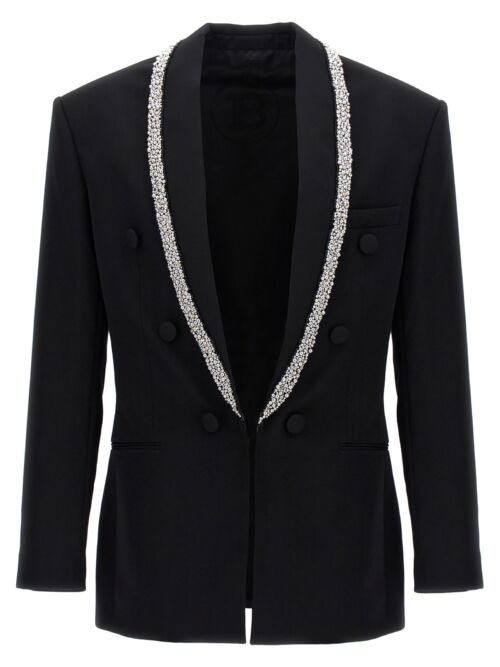 'Strass Piping' blazer BALMAIN Black