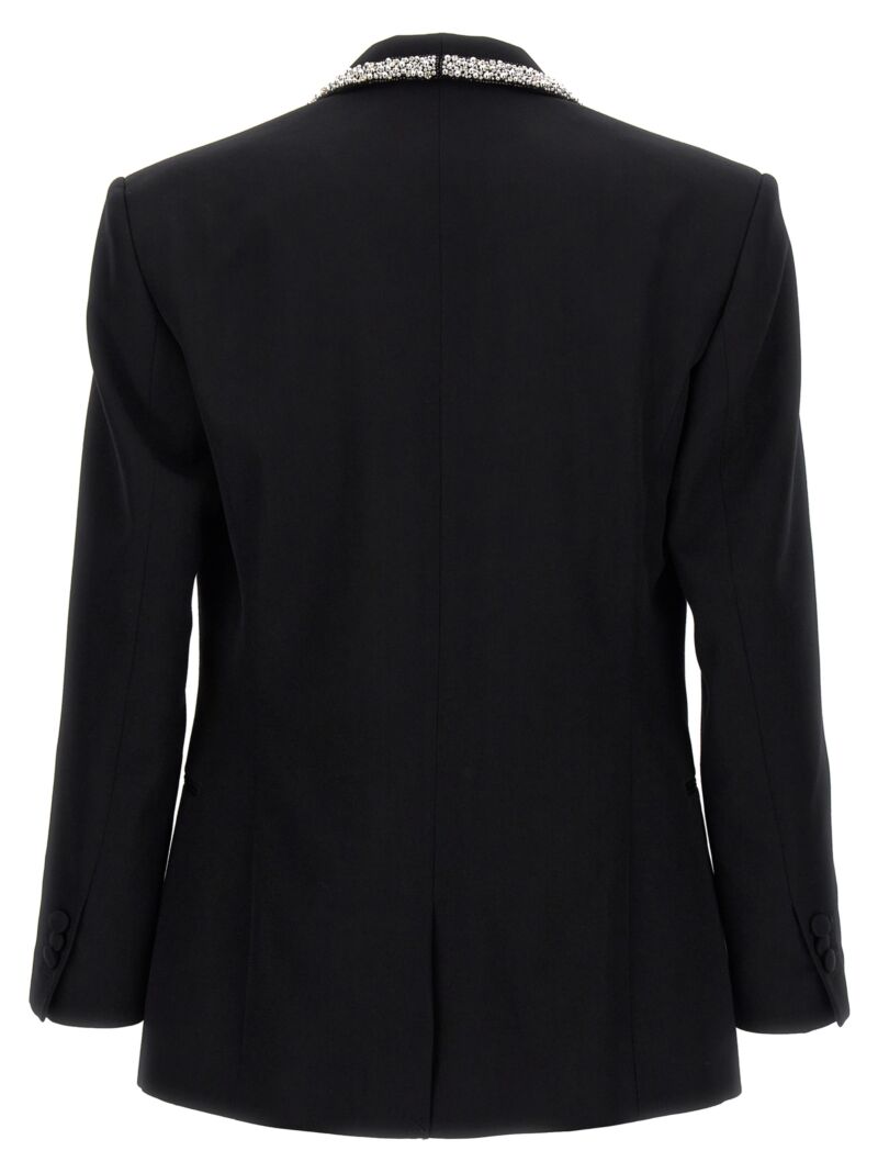 'Strass Piping' blazer DH0SG14609WCEHV BALMAIN Black