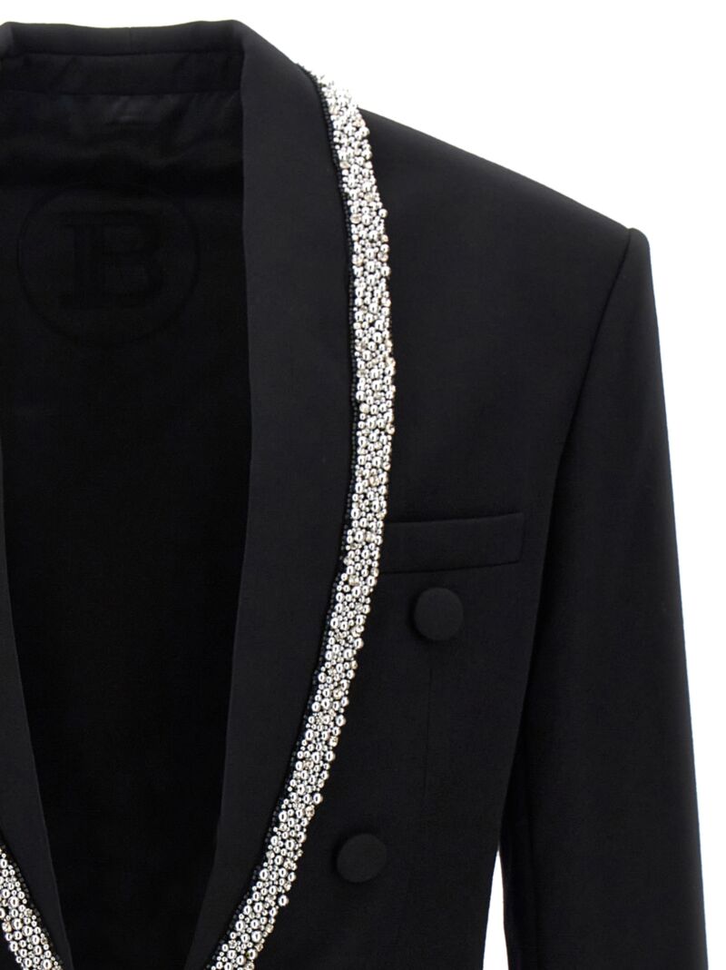 'Strass Piping' blazer Man BALMAIN Black