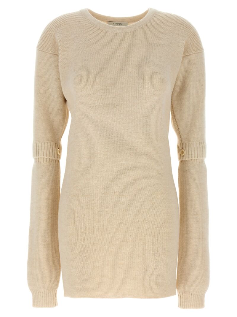 Removable sleeve knit dress LEMAIRE White