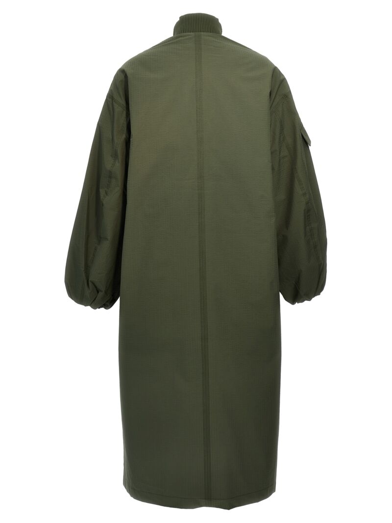 'Tech Seersucker Shell' long jacket Woman GANNI Green