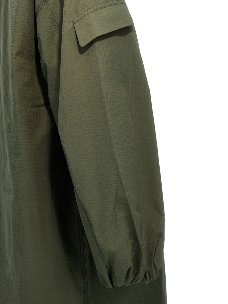 'Tech Seersucker Shell' long jacket Fall Winter 2024/2025 GANNI Green