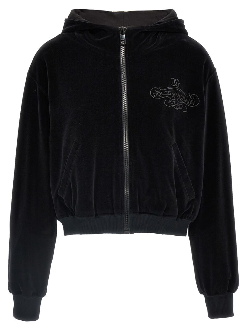 Logo embroidery chenille hoodie DOLCE & GABBANA Black