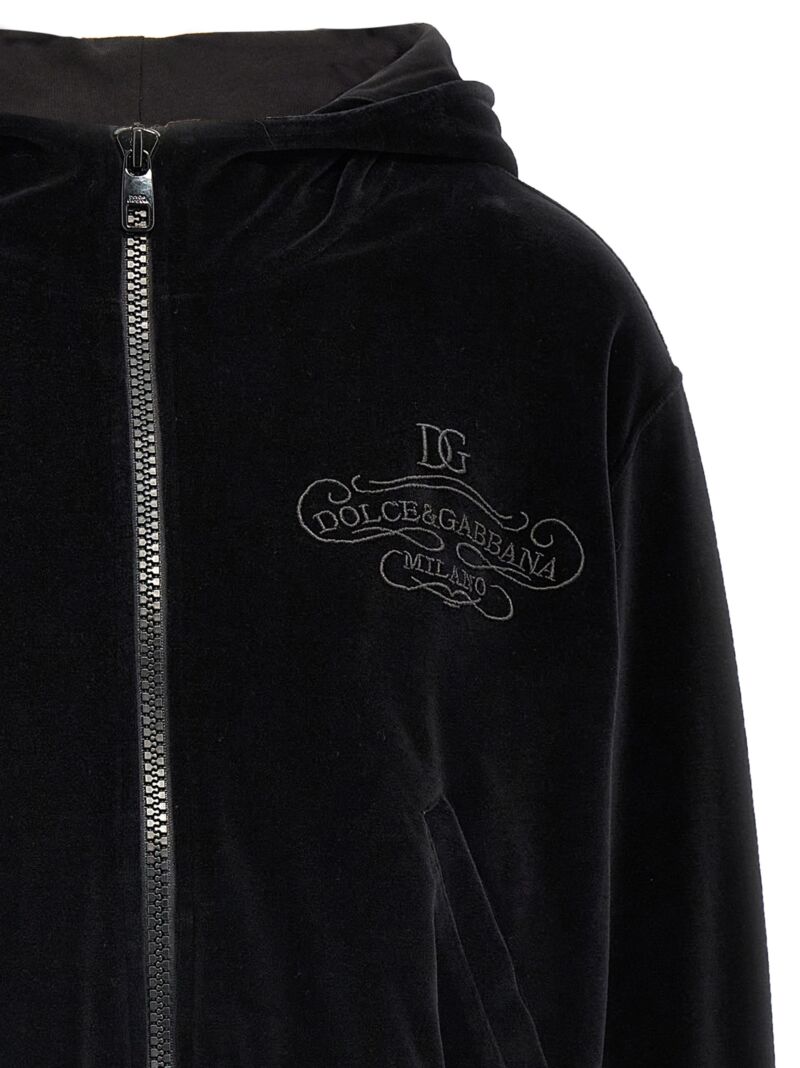 Logo embroidery chenille hoodie Woman DOLCE & GABBANA Black