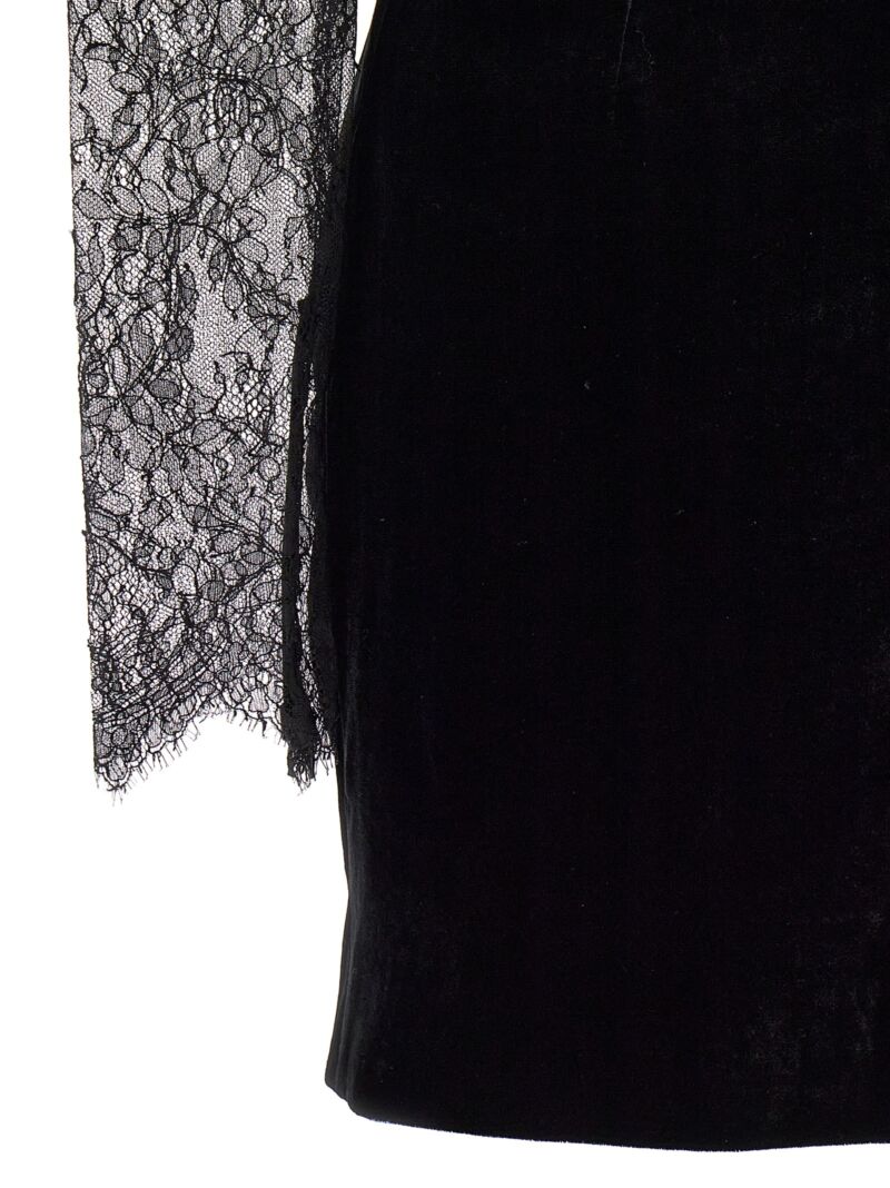 Lace velvet dress 80% viscose 10% silk 10% elastane ALESSANDRA RICH Black