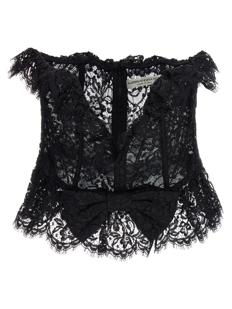 Lace bow bustier top ALESSANDRA RICH Black