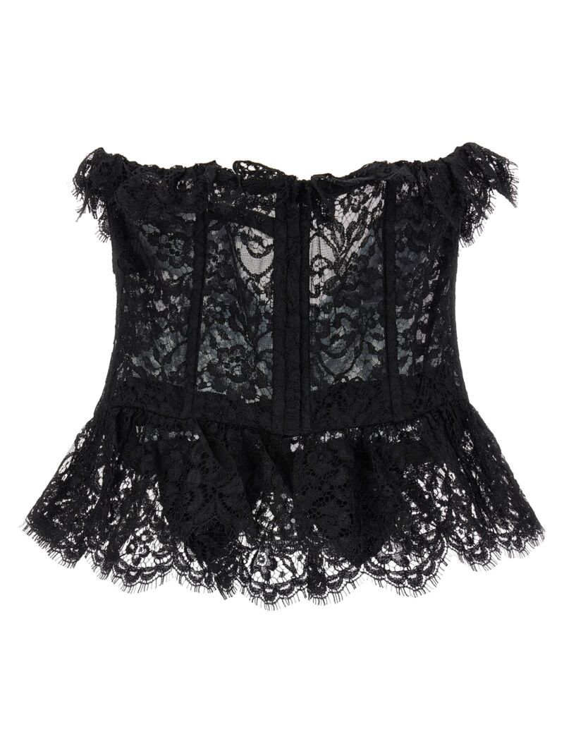 Lace bow bustier top FABX39370900 ALESSANDRA RICH Black