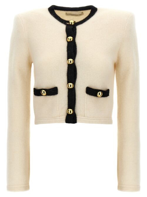 Alpaca cropped cardigan ALESSANDRA RICH White/Black