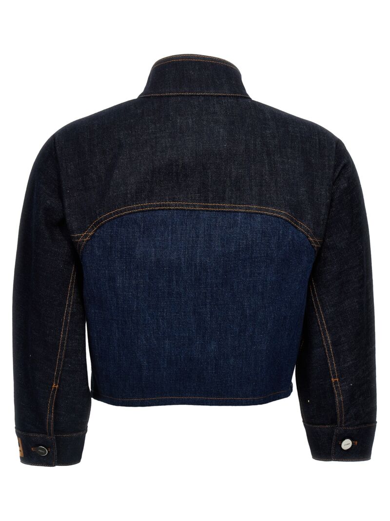 Two-tone denim cropped jacket FLF793AT1AF1PNC FENDI Blue