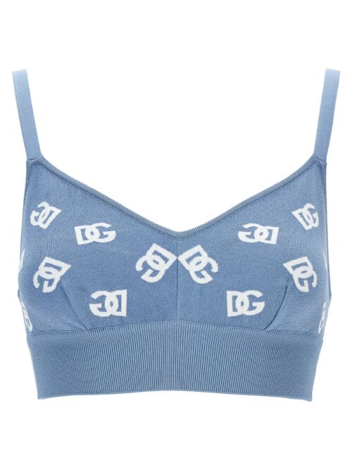 Jacquard logo cropped top DOLCE & GABBANA Light Blue