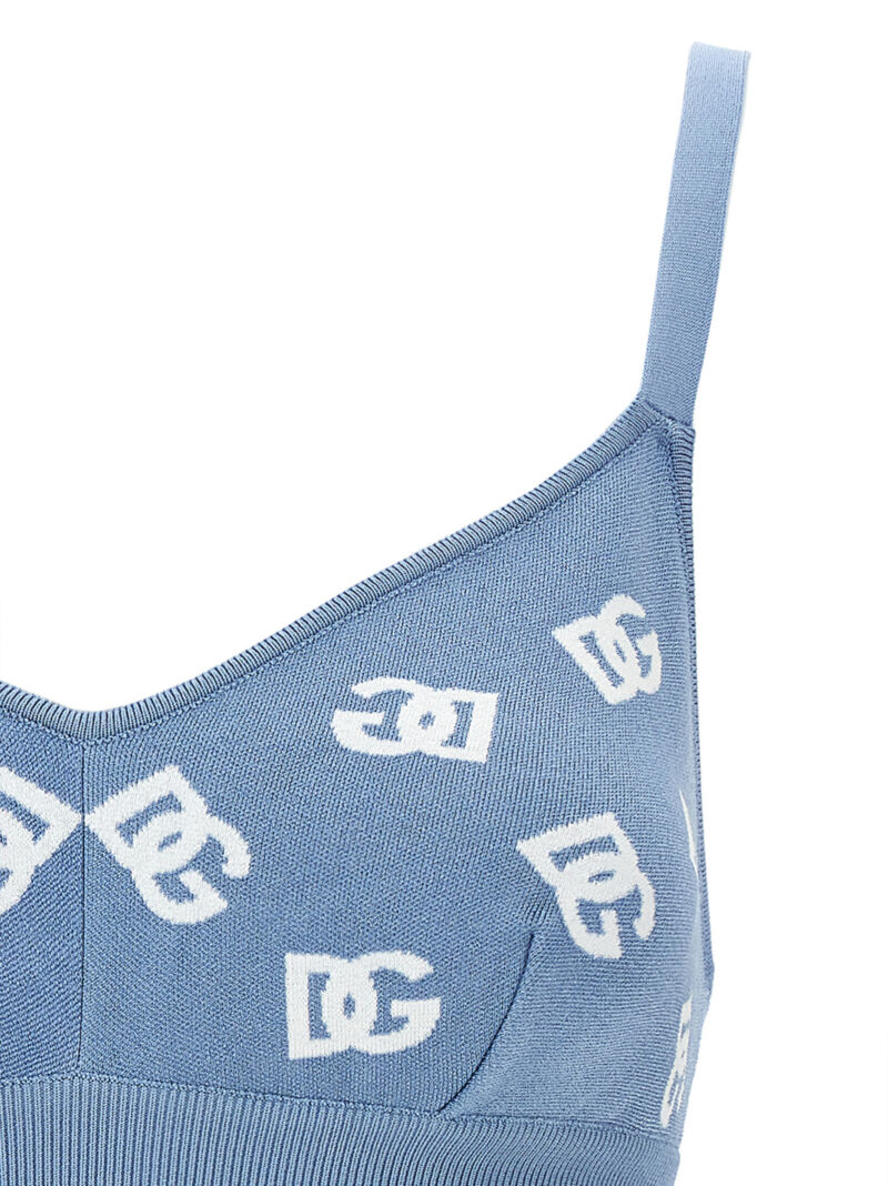 Jacquard logo cropped top Woman DOLCE & GABBANA Light Blue