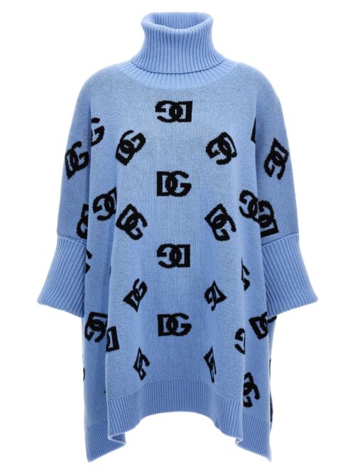 Jacquard logo poncho DOLCE & GABBANA Light Blue