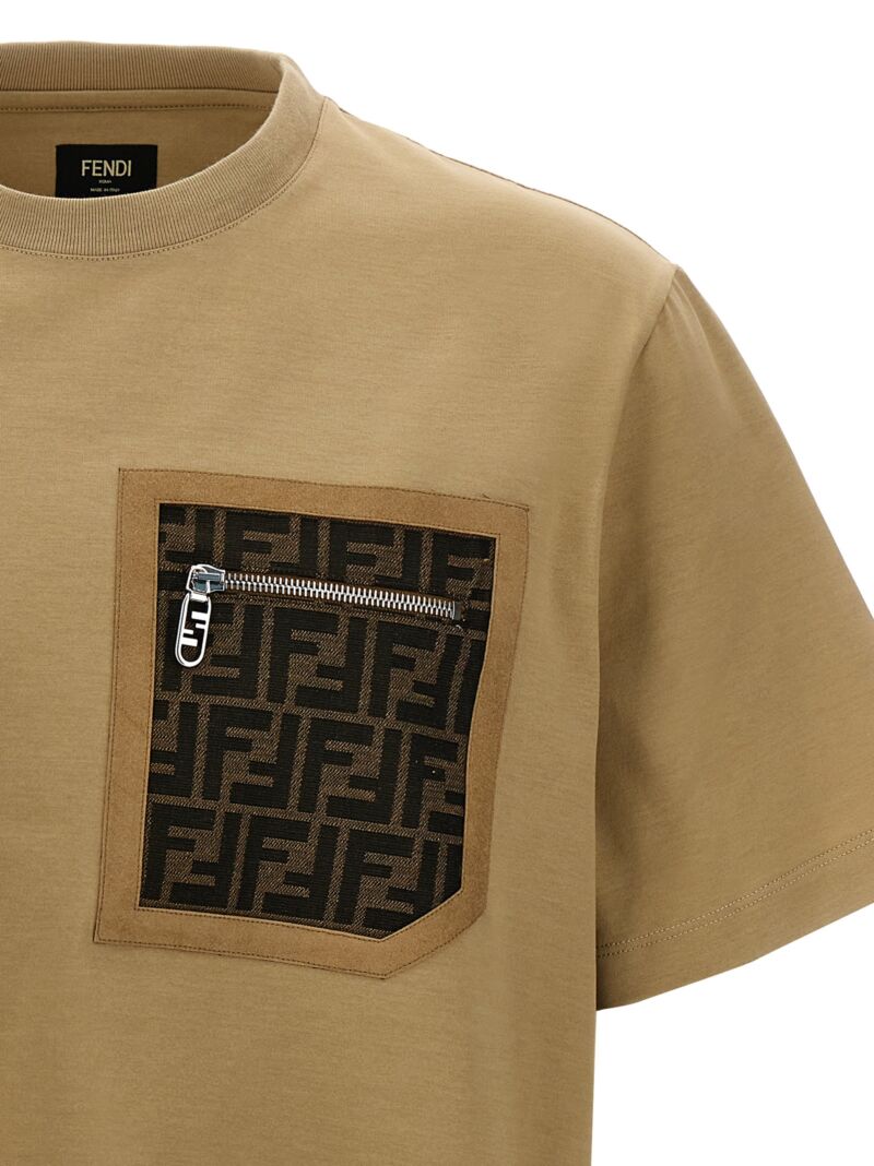 'FF' T-shirt Man FENDI Beige