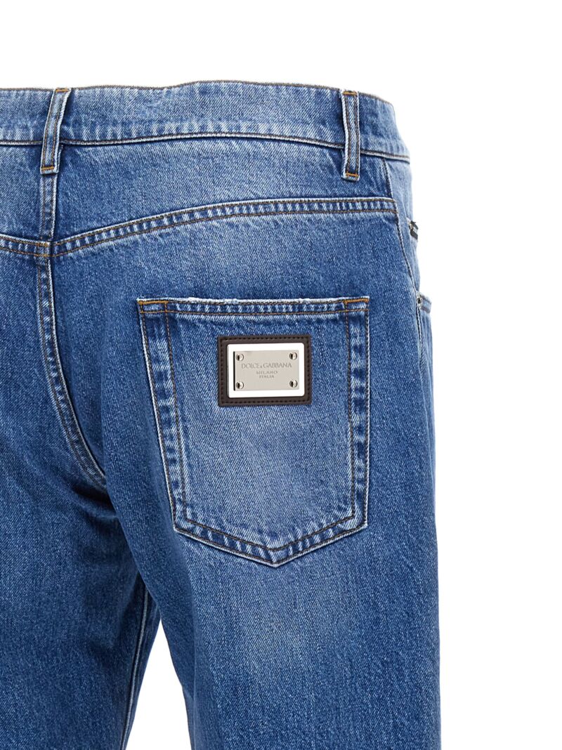 Logo plaque jeans 100% cotton DOLCE & GABBANA Blue