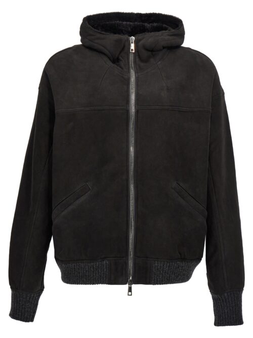 Suede hooded sheepskin GIORGIO BRATO Black