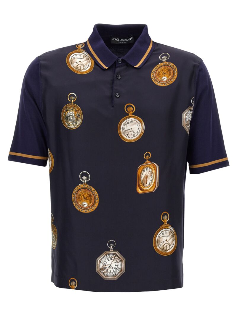 'Orologi' polo shirt DOLCE & GABBANA Blue