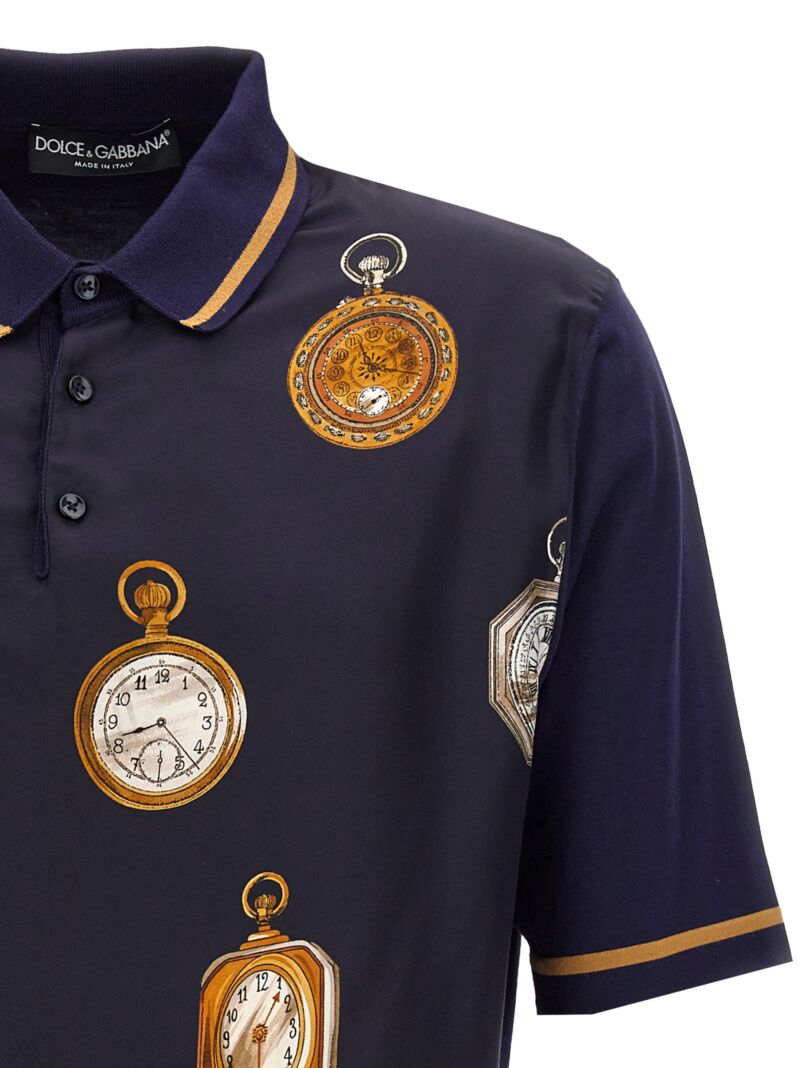 'Orologi' polo shirt Man DOLCE & GABBANA Blue