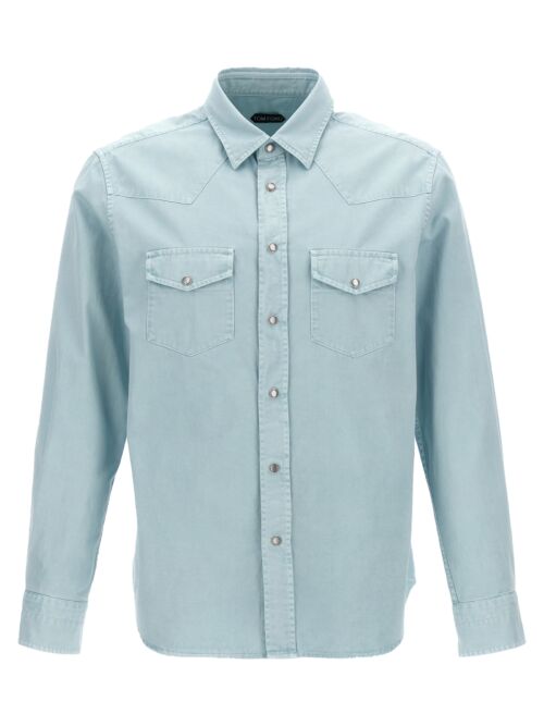 'Peach Twill Western' shirt TOM FORD Light Blue