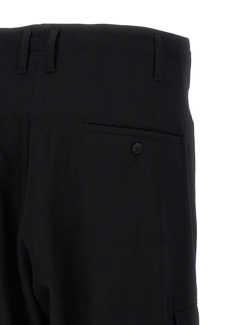 'Tab Wide P' pants 100% wool YOHJI YAMAMOTO Black