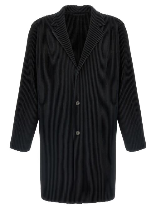 Single-breasted pleated coat HOMME PLISSE' ISSEY MIYAKE Black