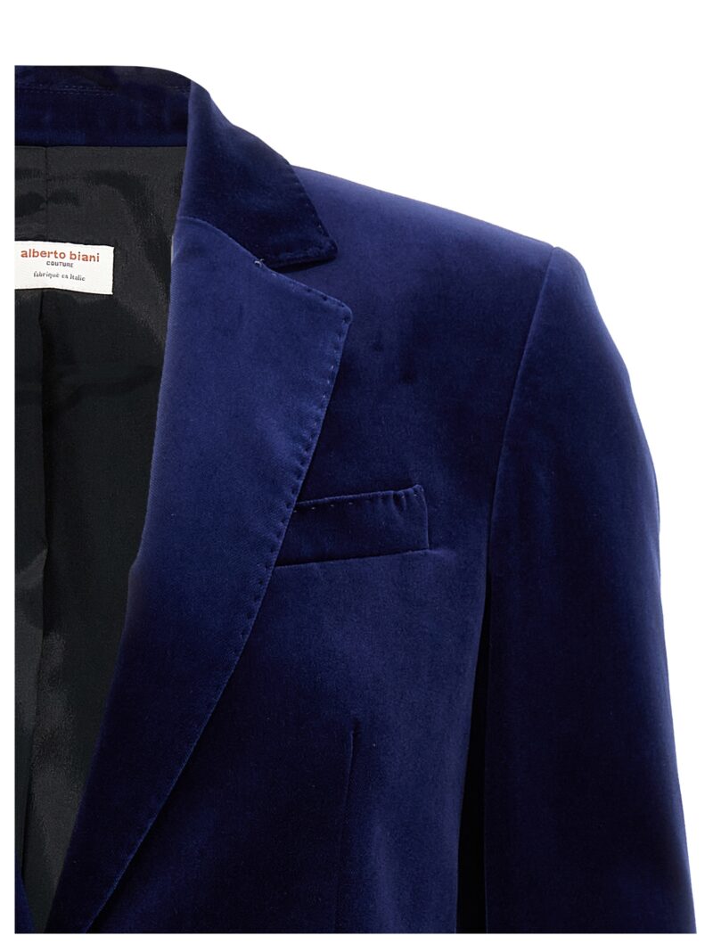 Single-breasted velvet blazer Woman ALBERTO BIANI Blue