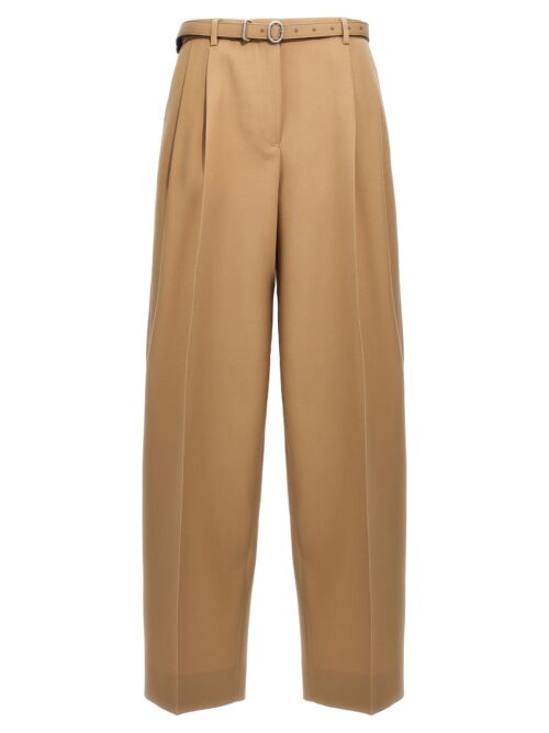 Gabardine belt pants JIL SANDER Beige