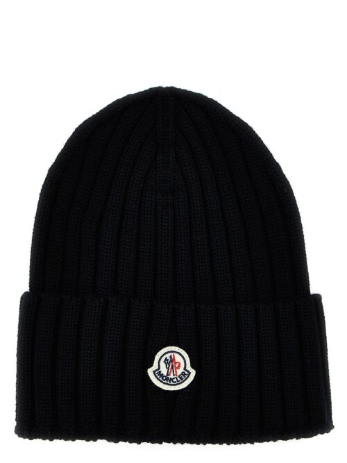 Logo patch beanie MONCLER Black