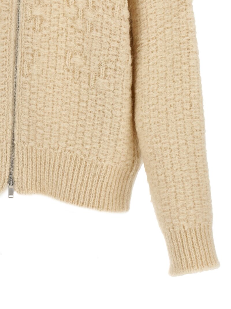 Zip cardigan 43% mohair wool 43% alpaca wool 14% polyamide JIL SANDER Beige