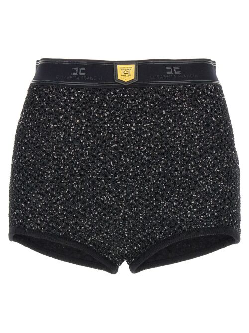 Sequined knit shorts ELISABETTA FRANCHI Black